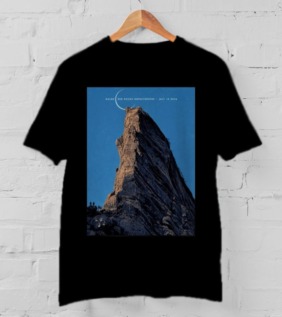 Kaleo Red Rocks Amphitheatre July 14 2026 Show Rocky Landscape Moonlit Scene T-Shirt