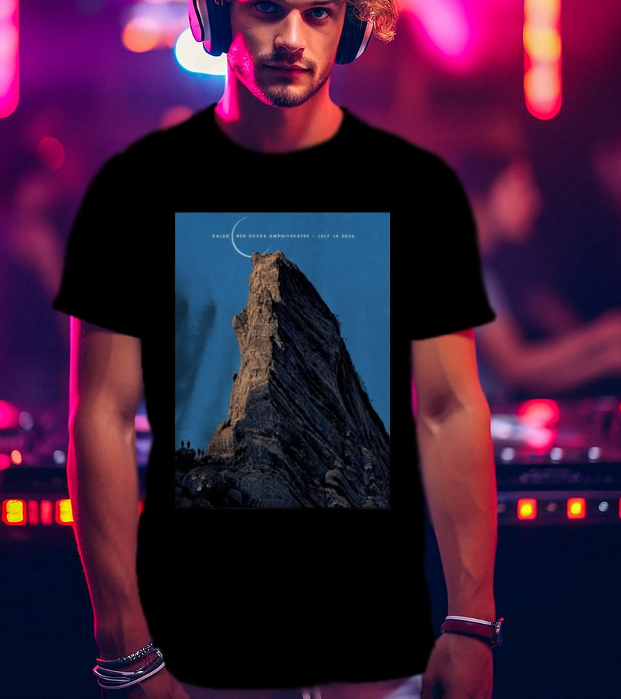 Kaleo Red Rocks Amphitheatre July 14 2026 Show Rocky Landscape Moonlit Scene T-Shirt