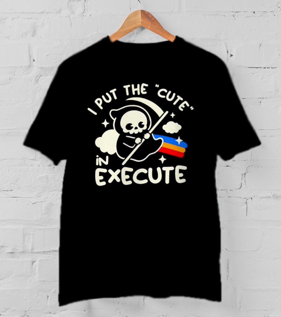 Kawaii Grim Reaper I Put The Cute In Execute Rainbow Scythe T-Shirt