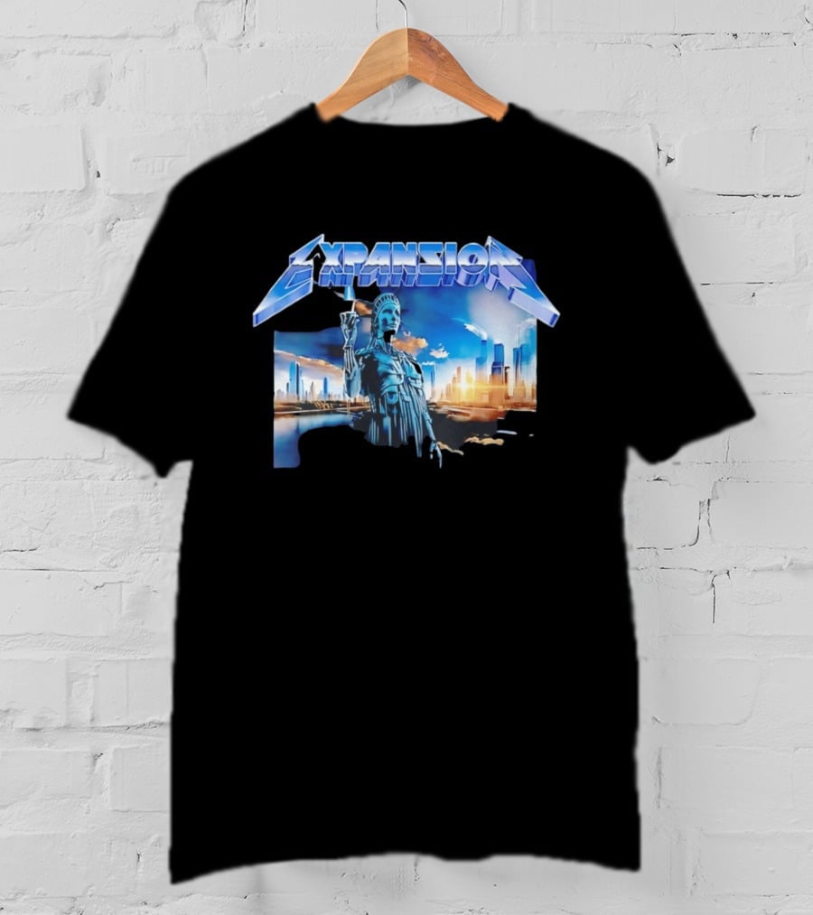 Expansion Futuristic Landmark Metallic Cityscape T-Shirt