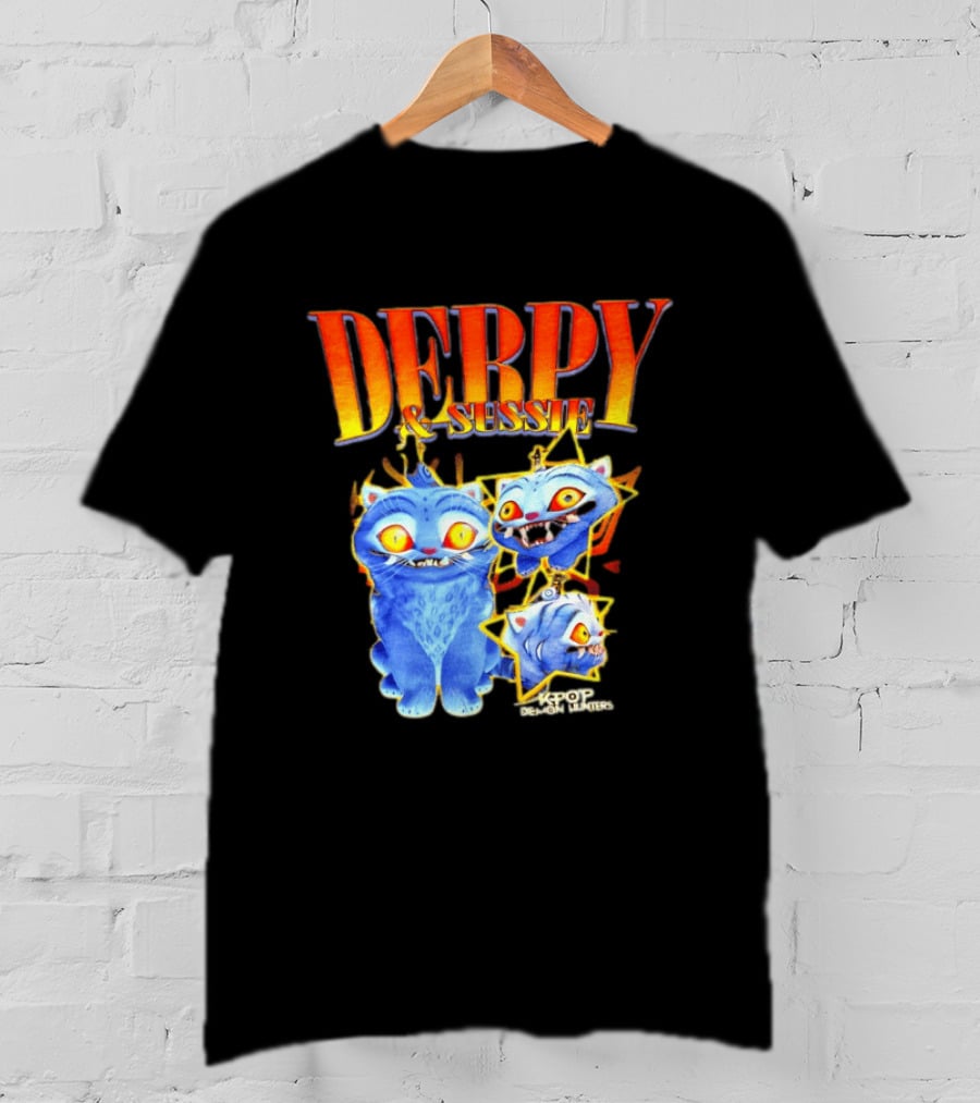 Derpy And Sussie KPop Demon Hunters 2026 Blue Cat Stars T-Shirt