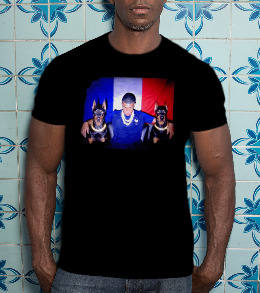 Kylian Mbappe France National Football Team With Dogs French Flag T-Shirt