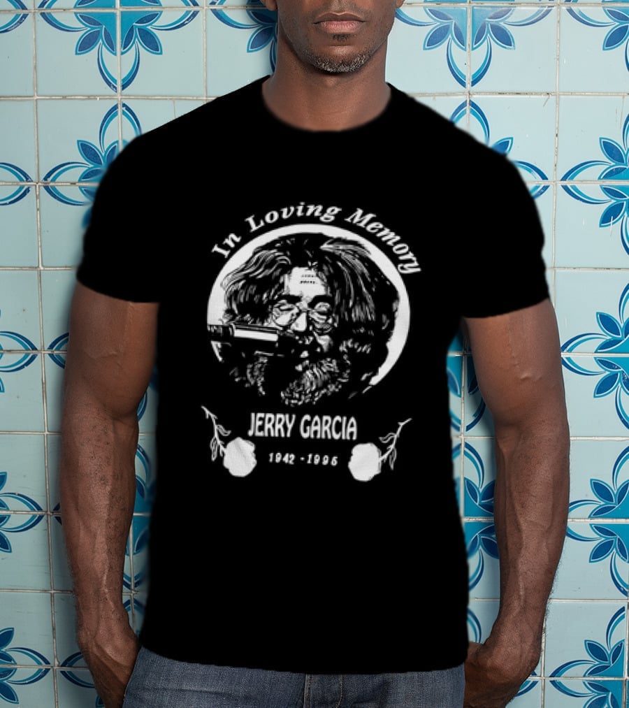 In Loving Memory Jerry Garcia 1942 1995 Grateful Tribute Guitar T-Shirt