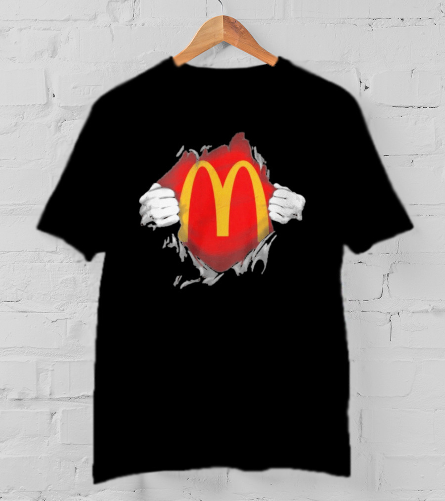 McDonald's Iconic Golden Arches Superhero Ripped Chest Employee T-Shirt