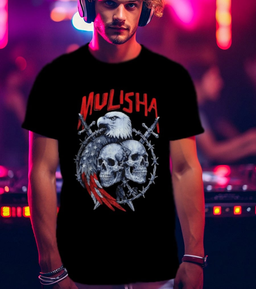 Mulisha Bald Eagle American Flag Skulls And Swords T-Shirt