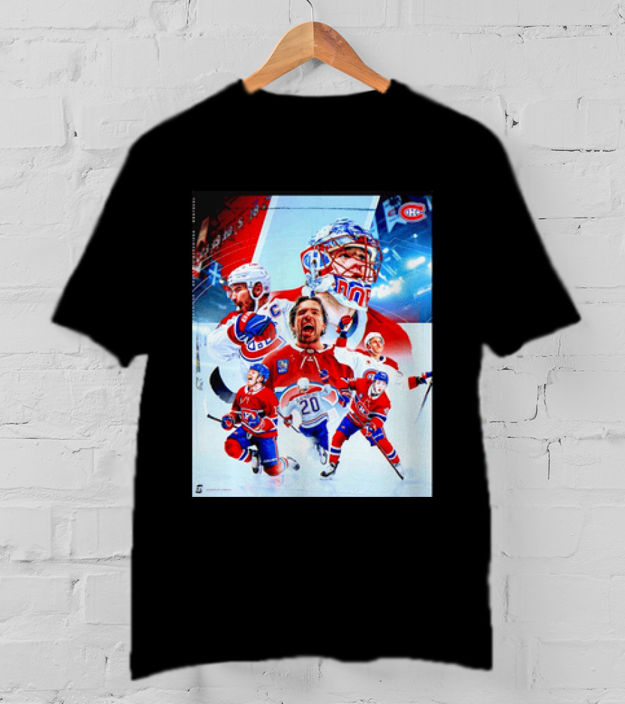 Montreal Canadiens Players And Goalkeeper Collage Featuring Number 20 T-Shirt