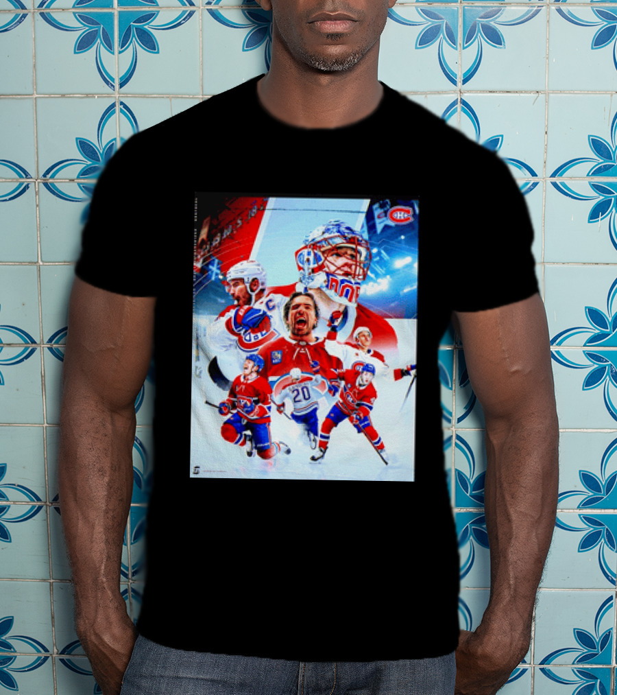 Montreal Canadiens Players And Goalkeeper Collage Featuring Number 20 T-Shirt