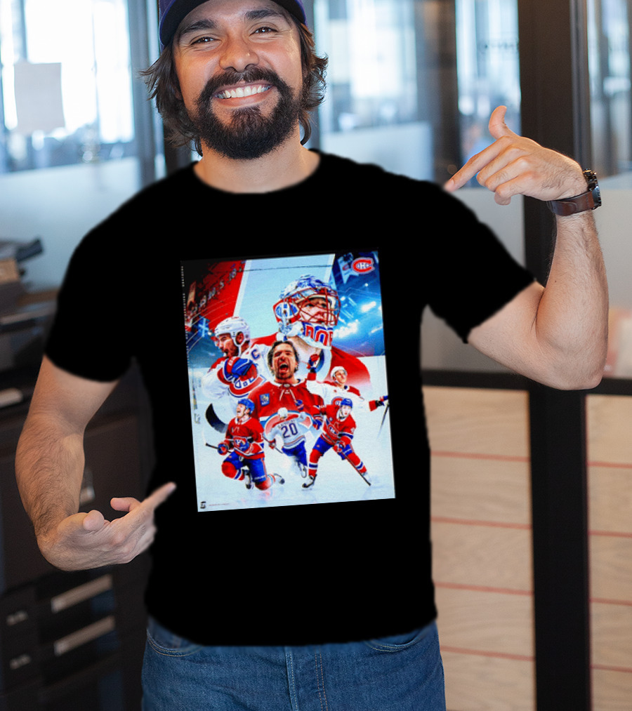 Montreal Canadiens Players And Goalkeeper Collage Featuring Number 20 T-Shirt