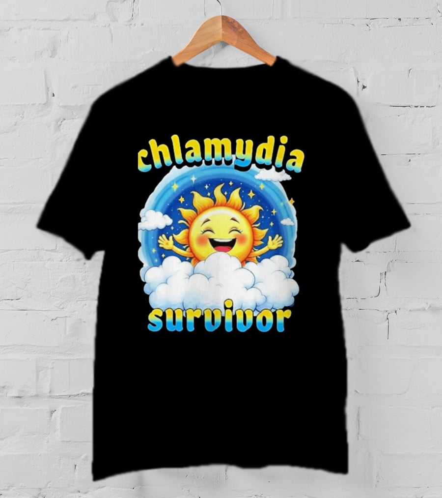 Chlamydia Survivor Sun Cartoon Humor Clouds Sky T-Shirt