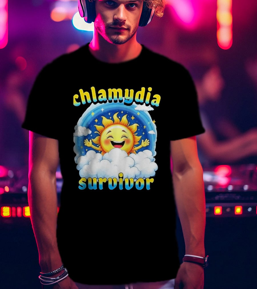 Chlamydia Survivor Sun Cartoon Humor Clouds Sky T-Shirt