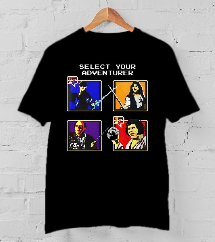 Select Your Adventurer 2p 1p 8 Bit Pixel Characters T-Shirt