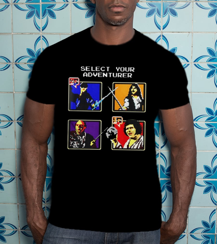 Select Your Adventurer 2p 1p 8 Bit Pixel Characters T-Shirt
