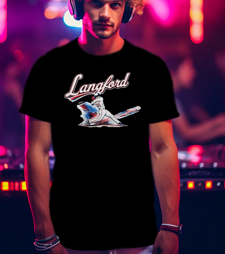 Langford Baseball Swing Texas Rangers Wyatt Langford Slugger 26 T-Shirt