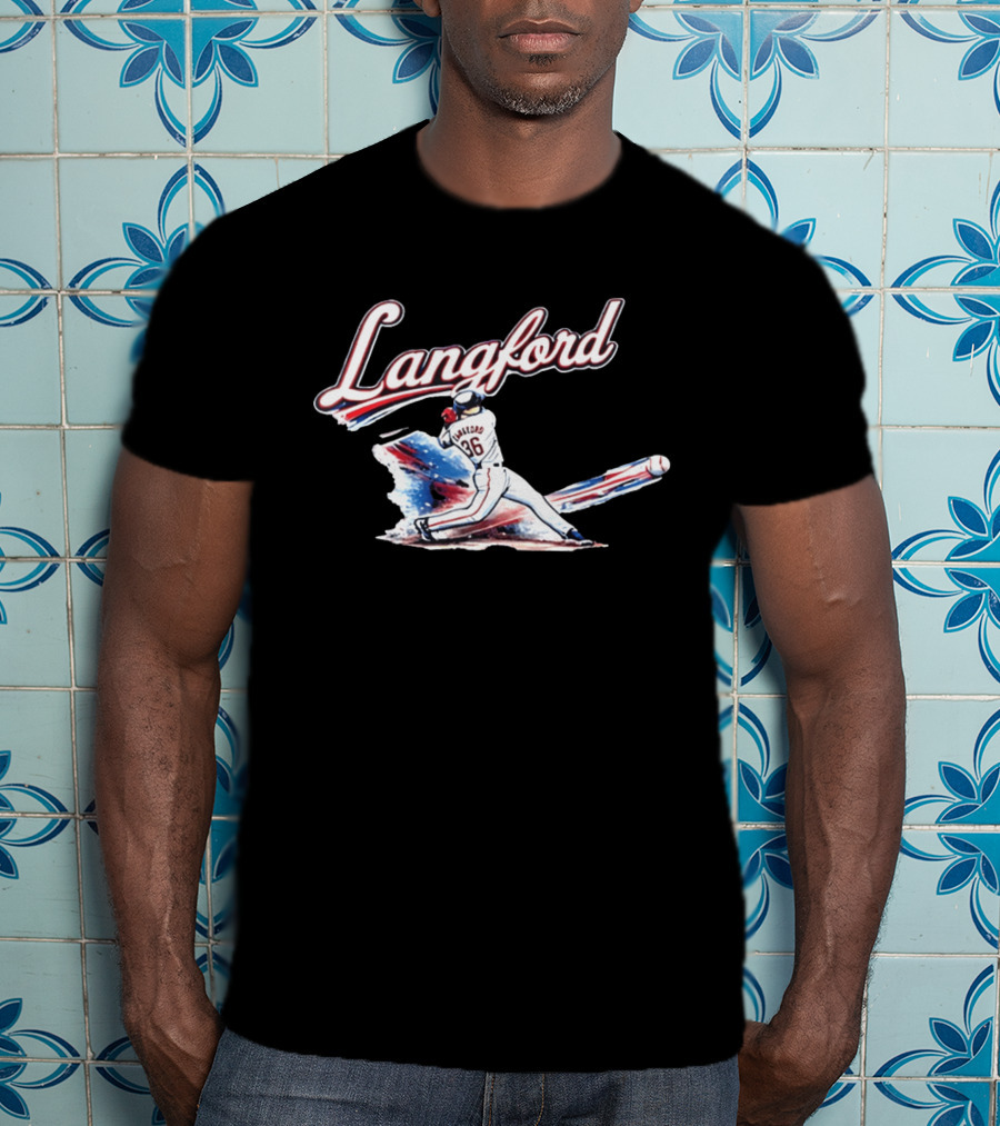 Langford Baseball Swing Texas Rangers Wyatt Langford Slugger 26 T-Shirt
