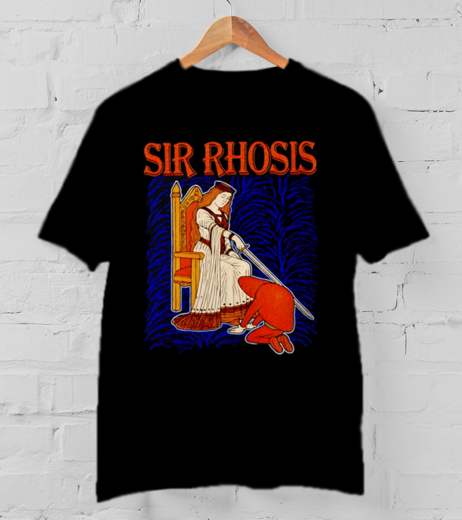 Sir Rhosis Medieval Pun Queen Knight Kneeling T-Shirt