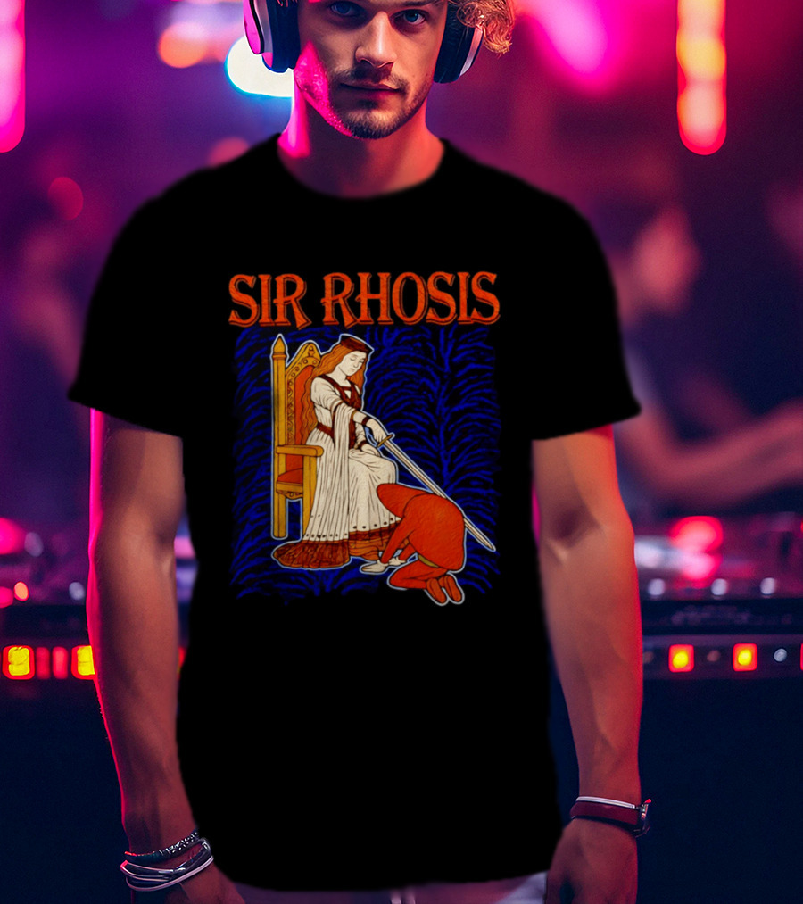 Sir Rhosis Medieval Pun Queen Knight Kneeling T-Shirt