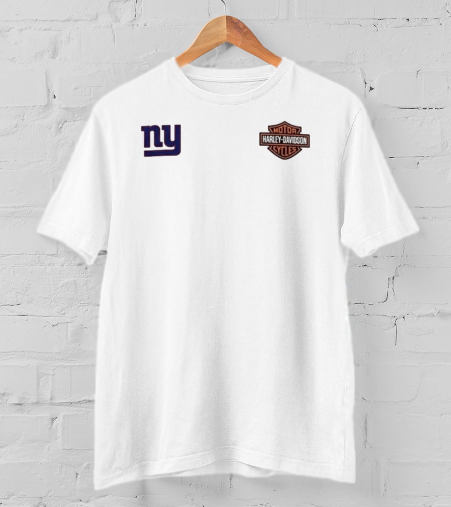 New York Giants Harley Davidson Motor Ride Loud Sundays Roll Built For Game Day T-Shirt