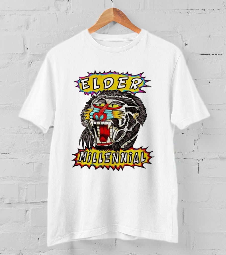 Elder Millennial Baboon Primate Roaring Head T-Shirt