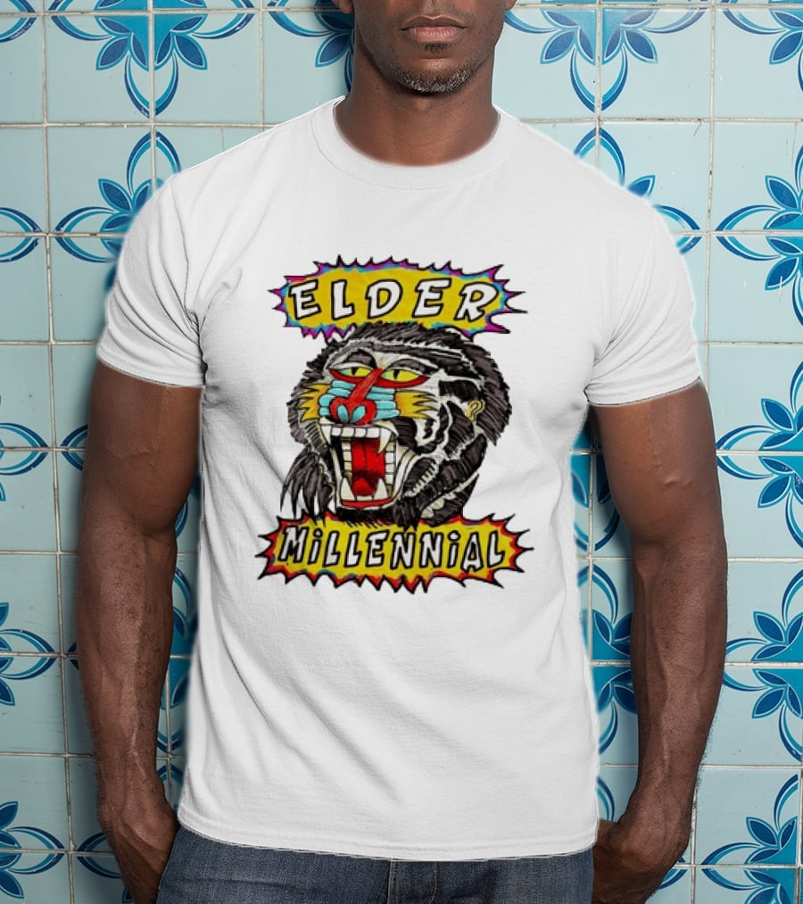 Elder Millennial Baboon Primate Roaring Head T-Shirt