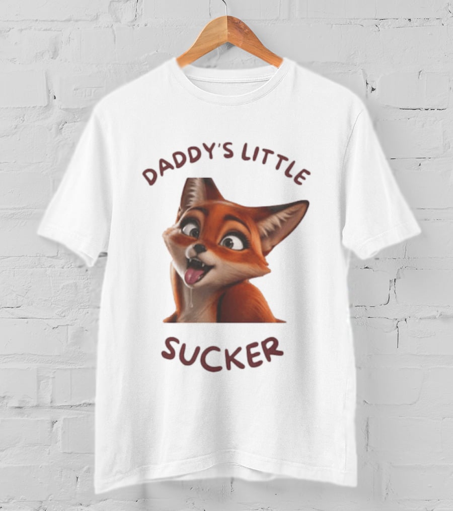 Daddy's Little Sucker Cute Fox Licking Lips T-Shirt