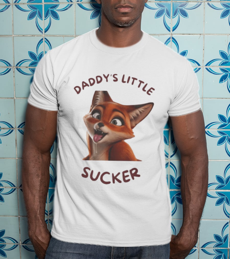 Daddy's Little Sucker Cute Fox Licking Lips T-Shirt
