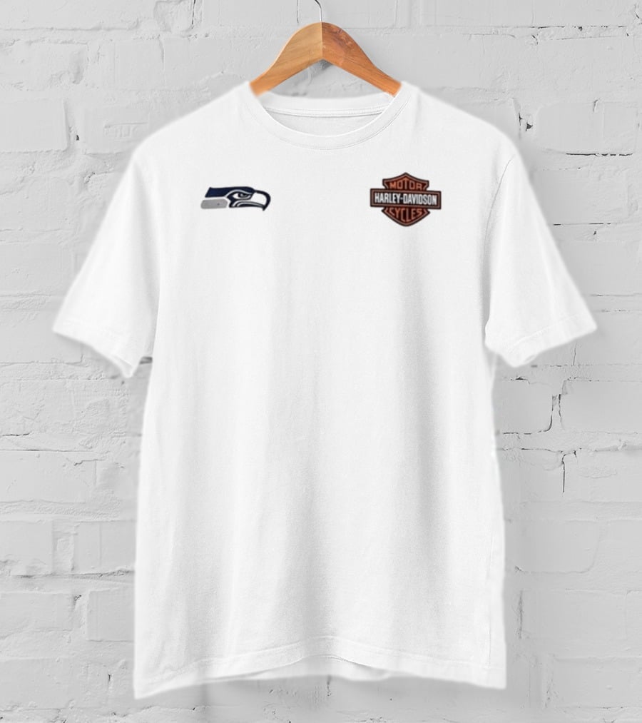 Seattle Seahawks Harley Davidson Ride Loud Sundays Game Day Built Roll T-Shirt
