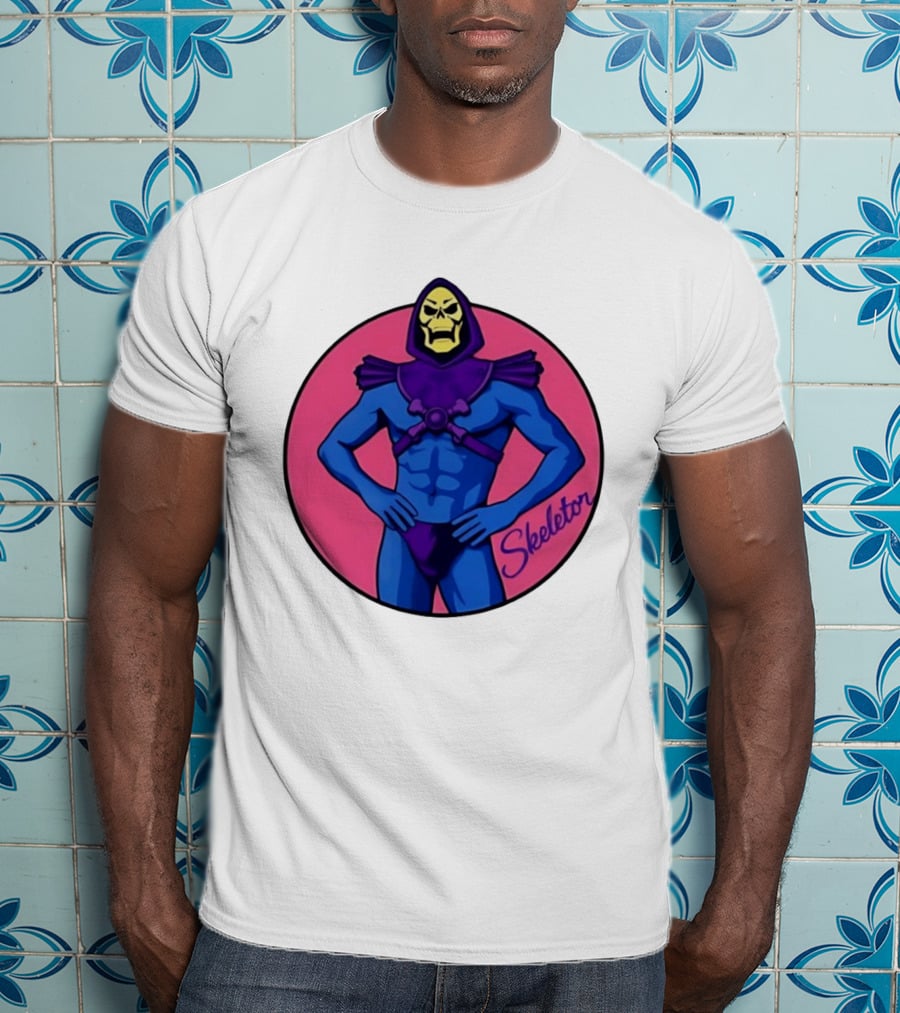 Skeletor Powerful Stance Pink T-Shirt