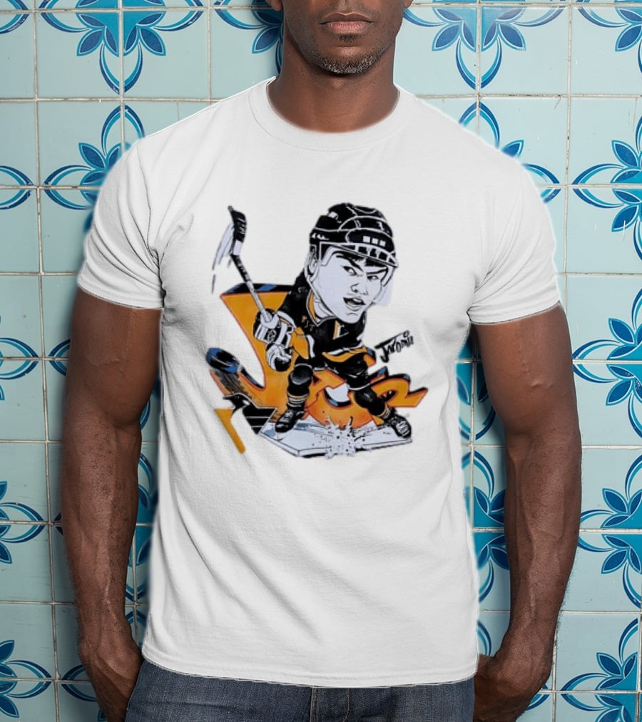 Jaromir Jagr Animated Pittsburgh Penguins Hockey Stick Action T-Shirt