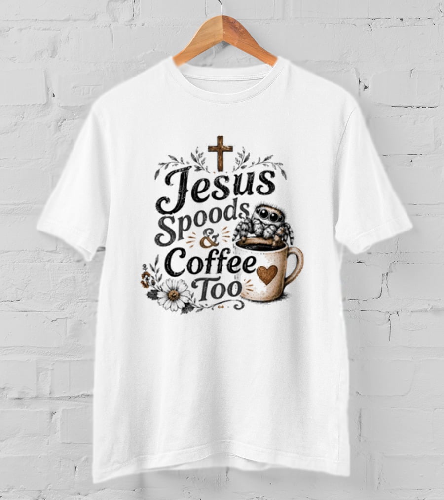 Jesus Spoods And Coffee Too Cross And Heart Christian T-Shirt