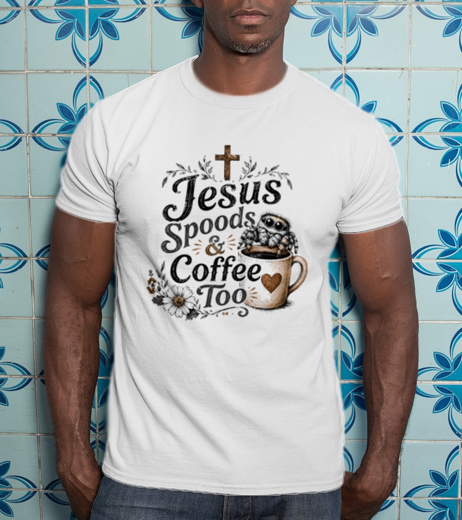 Jesus Spoods And Coffee Too Cross And Heart Christian T-Shirt