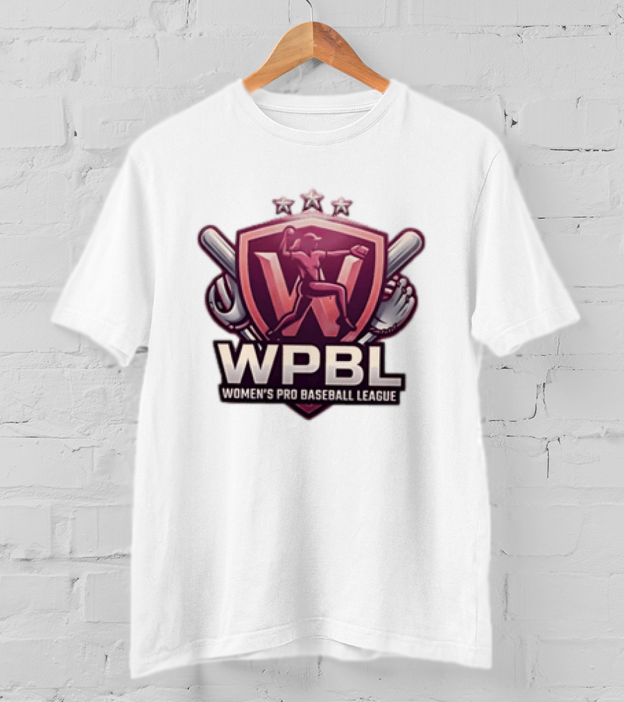 WPBL Women's Pro Baseball League Baseball Emblem With Stars And Bats T-Shirt