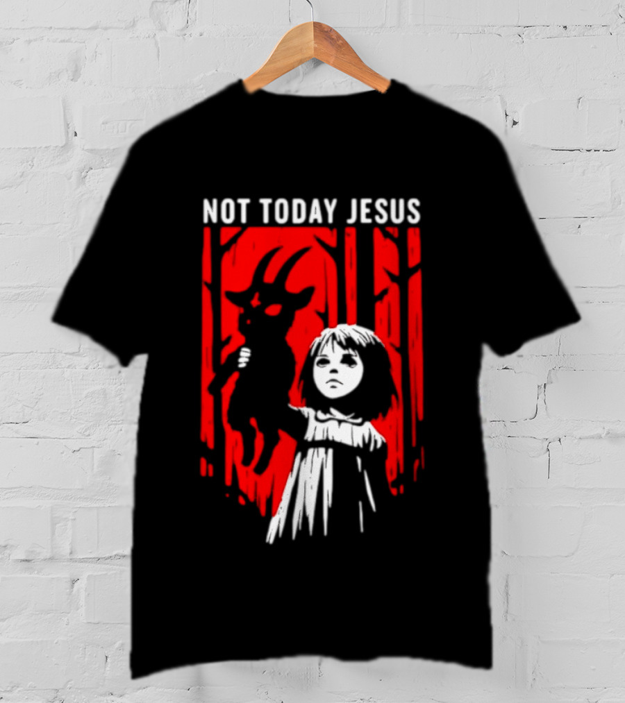 Not Today Jesus Baphomet Occult Girl Goth Dark Aesthetic Horror T-Shirt