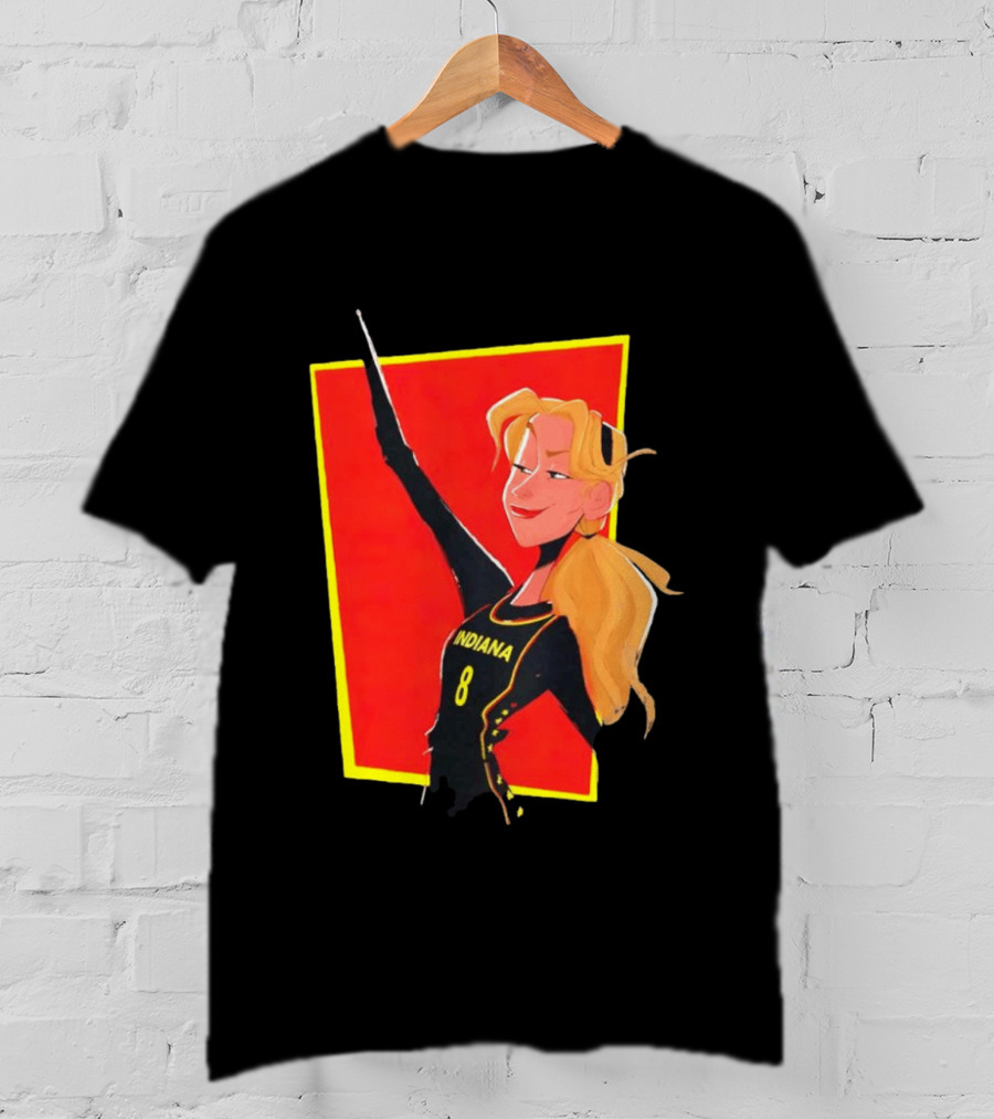 Indiana Blonde Number 8 Pointing In Black And Yellow Sports Uniform T-Shirt