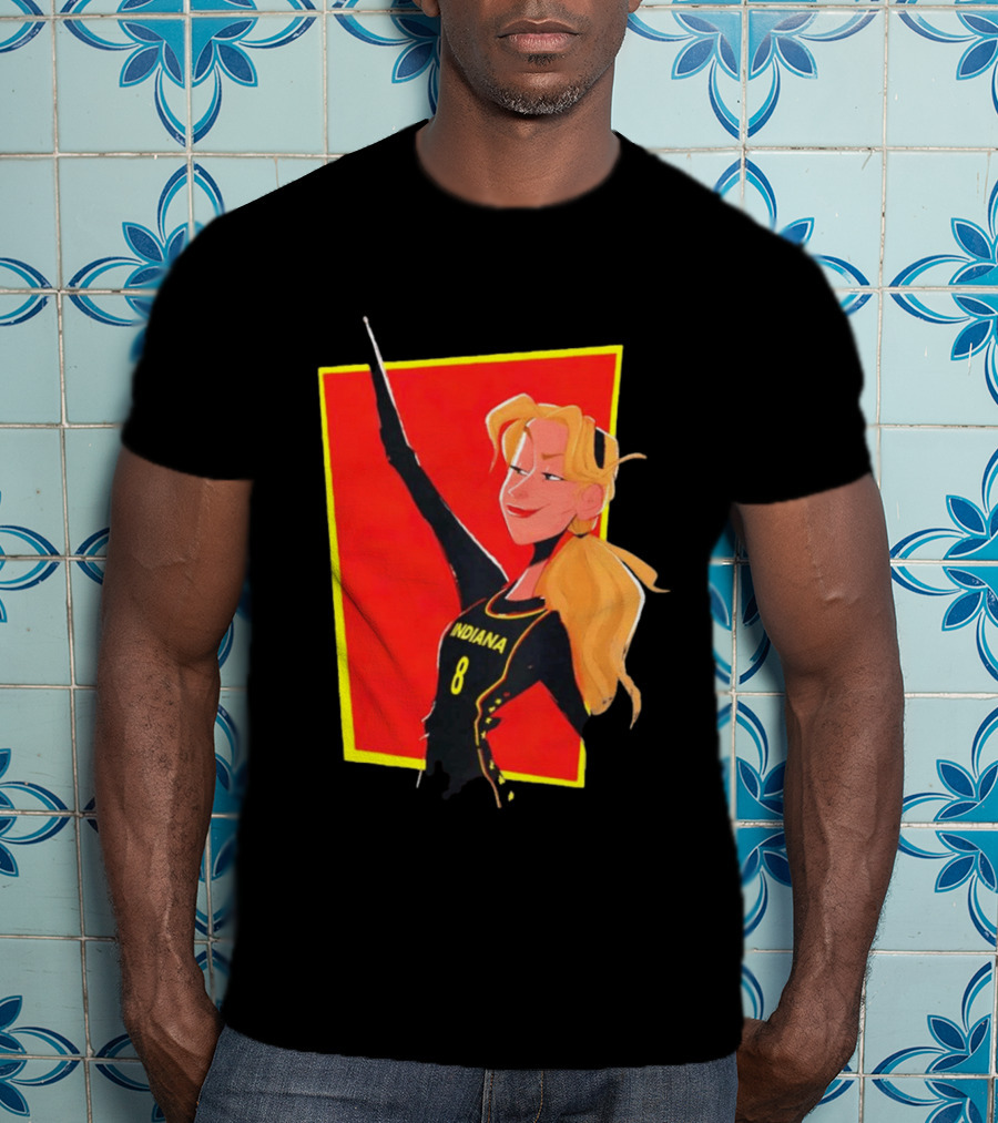 Indiana Blonde Number 8 Pointing In Black And Yellow Sports Uniform T-Shirt
