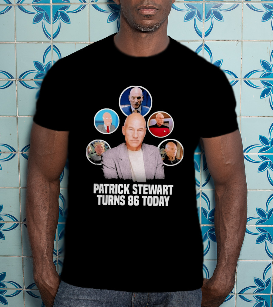 Patrick Stewart Turns 86 Today Iconic Roles Celebration Image T-Shirt