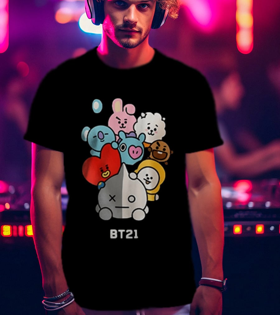 BT21 Characters Koya RJ Shooky Mang Chimmy Tata Cooky Van T-Shirt