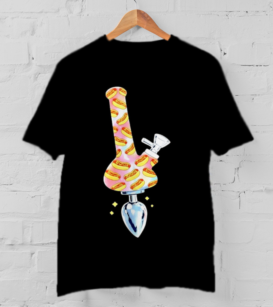 Hotdog Patterned Bong Buttplug T-Shirt