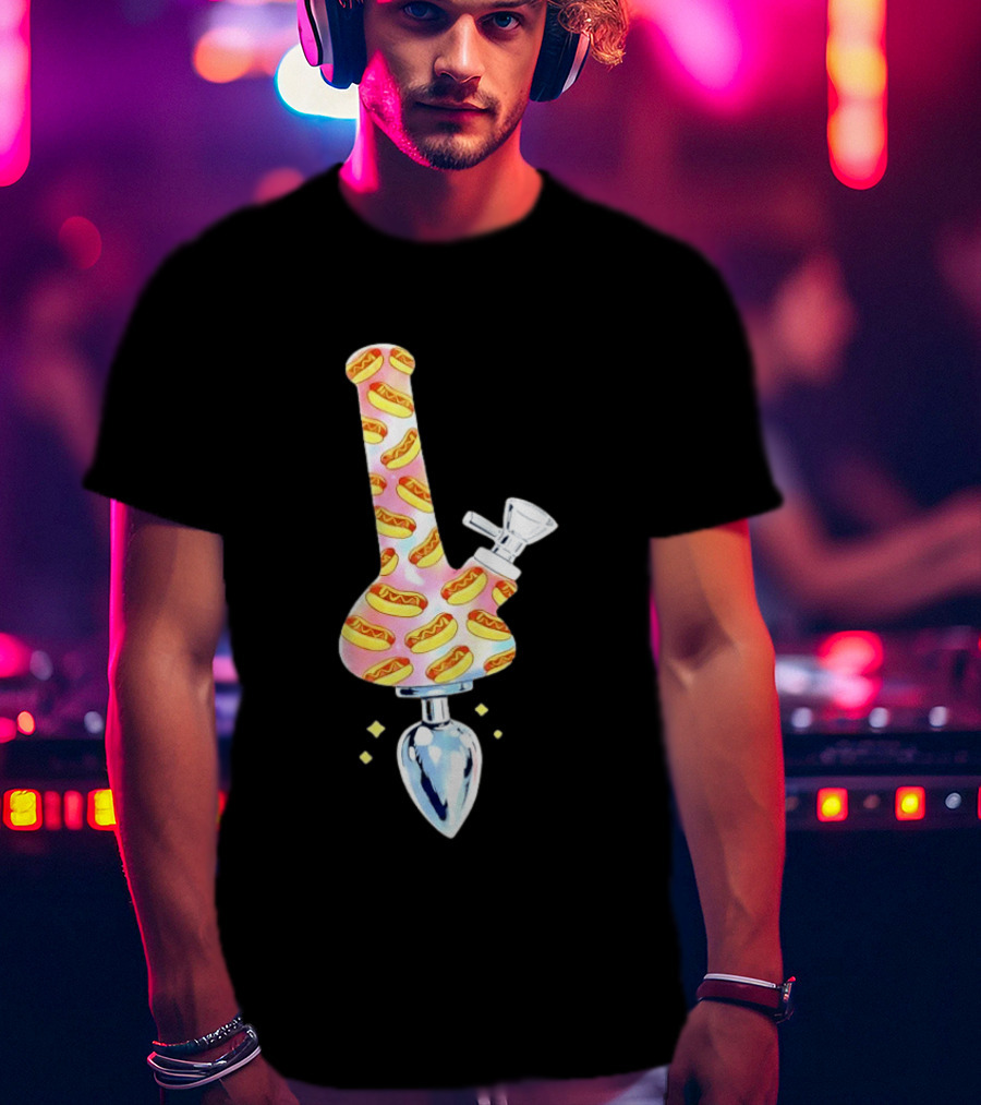 Hotdog Patterned Bong Buttplug T-Shirt