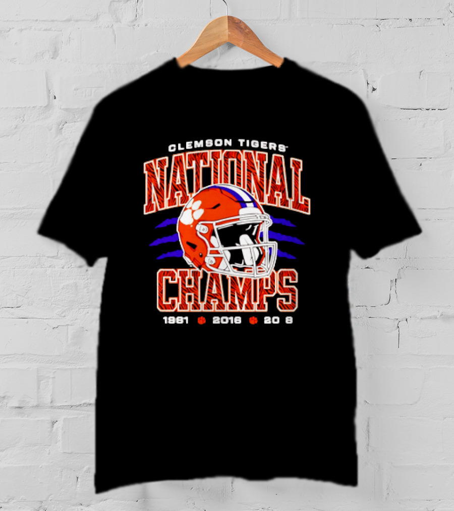 Clemson Tigers National Champs 1981 2016 2018 Football Helmet T-Shirt