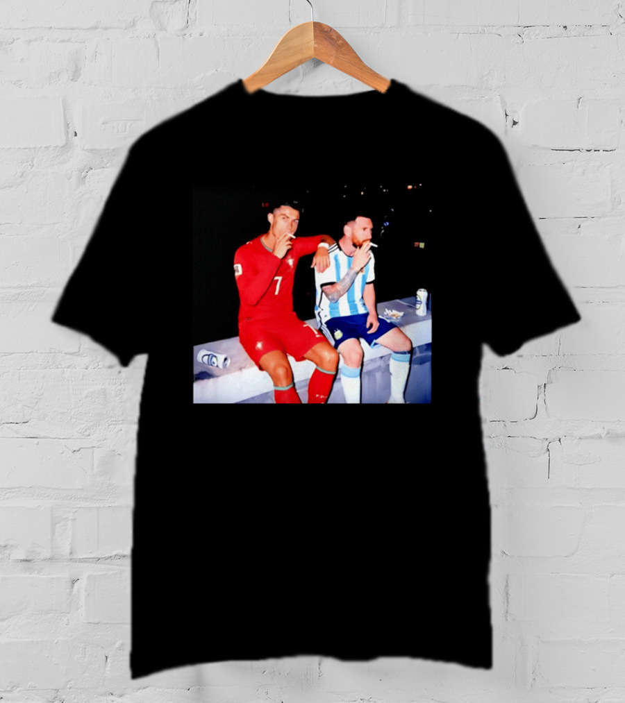 Cristiano Ronaldo Lionel Messi Smoking National Legends T-Shirt