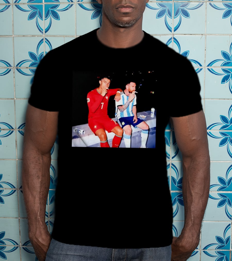Cristiano Ronaldo Lionel Messi Smoking National Legends T-Shirt