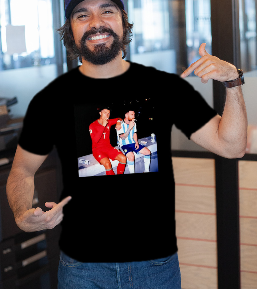 Cristiano Ronaldo Lionel Messi Smoking National Legends T-Shirt