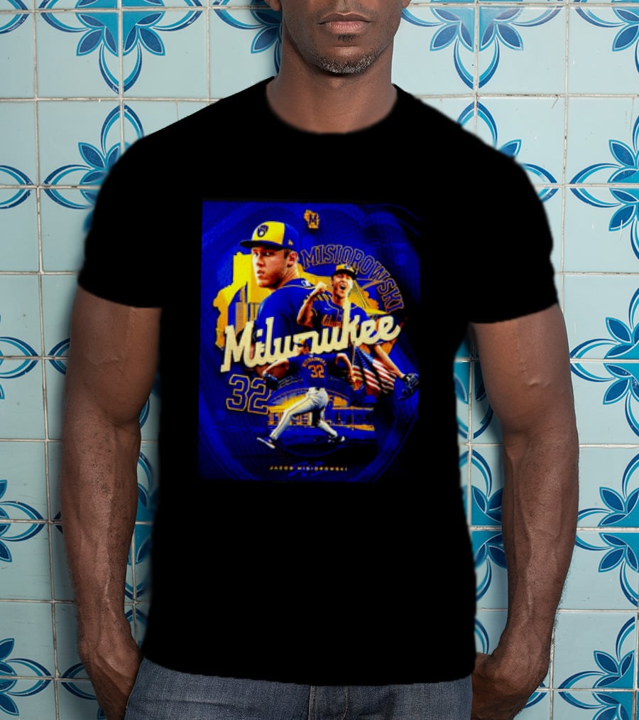Jacob Misiorowski Milwaukee Brewers Number 32 Baseball Pitcher Milwaukee Skyline T-Shirt