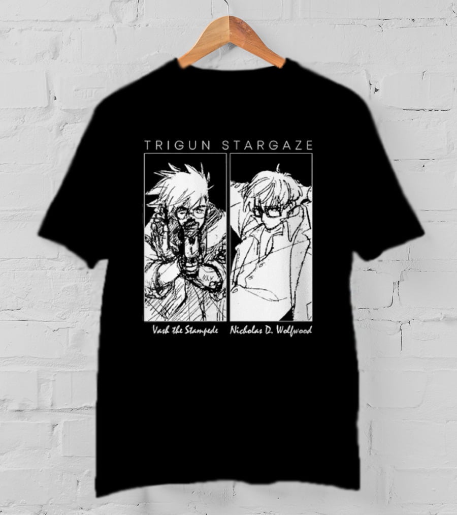 Trigun Stargaze Vash The Stampede Nicholas D. Wolfwood Manga T-Shirt