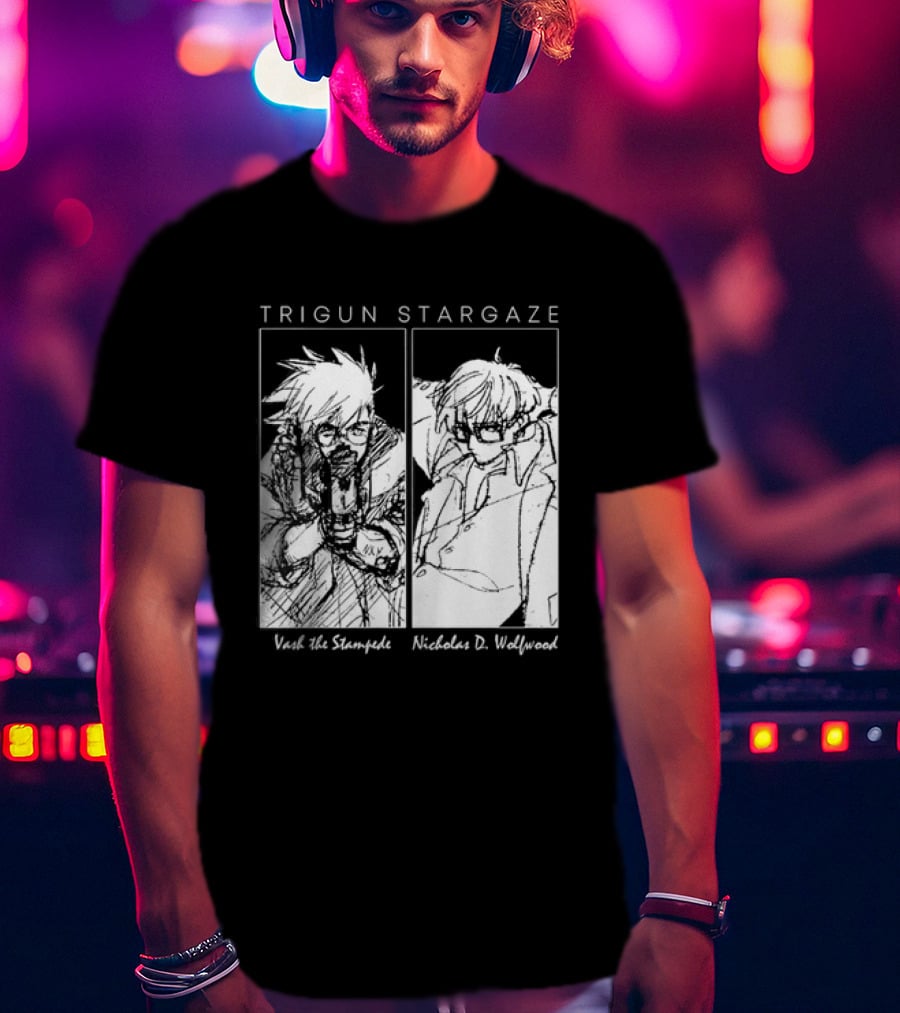 Trigun Stargaze Vash The Stampede Nicholas D. Wolfwood Manga T-Shirt