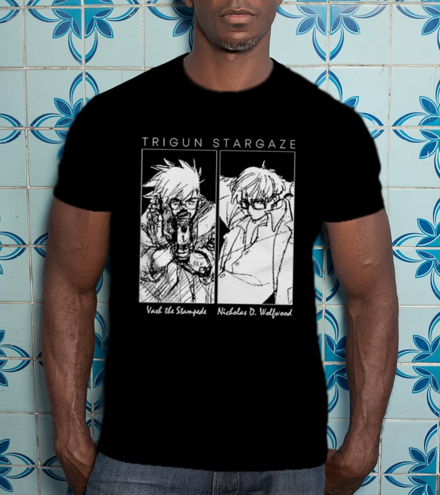 Trigun Stargaze Vash The Stampede Nicholas D. Wolfwood Manga T-Shirt