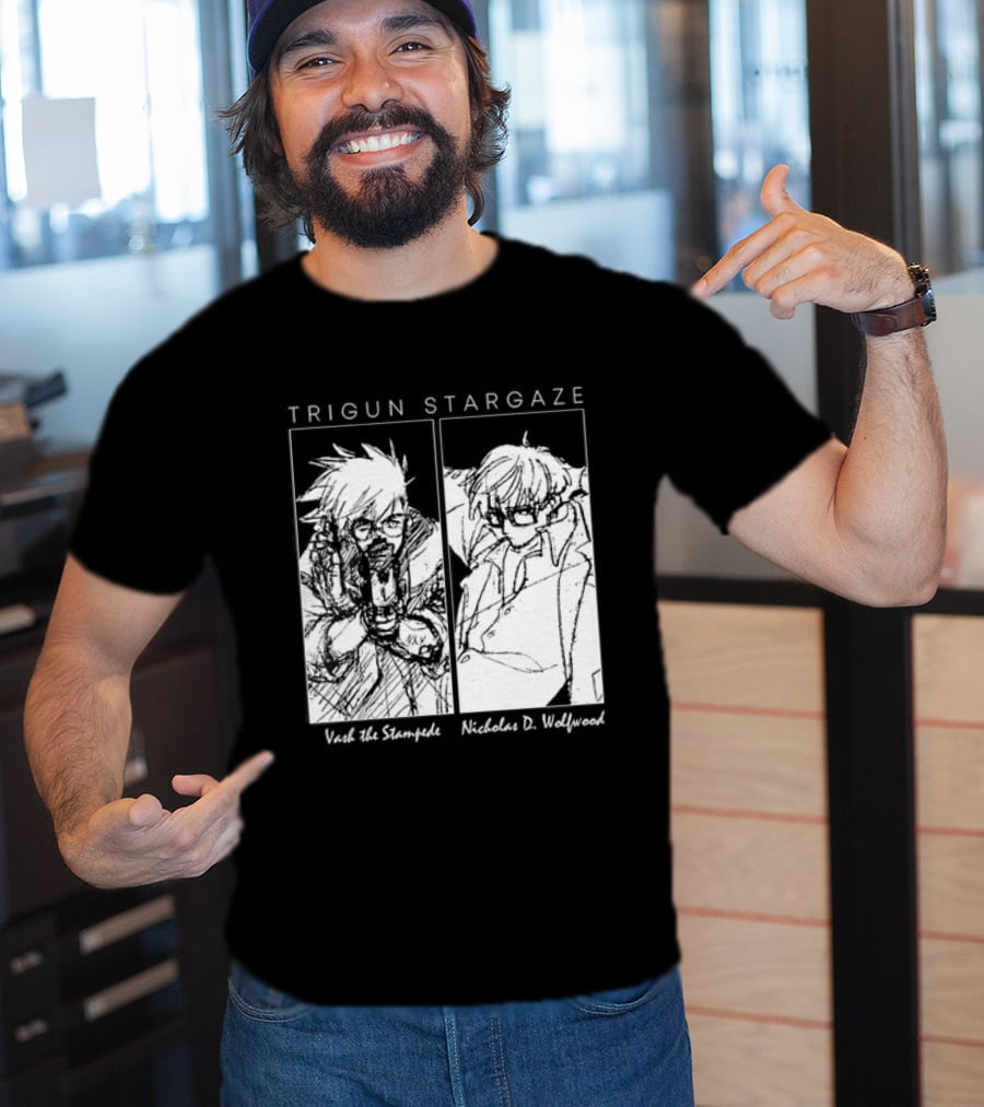 Trigun Stargaze Vash The Stampede Nicholas D. Wolfwood Manga T-Shirt
