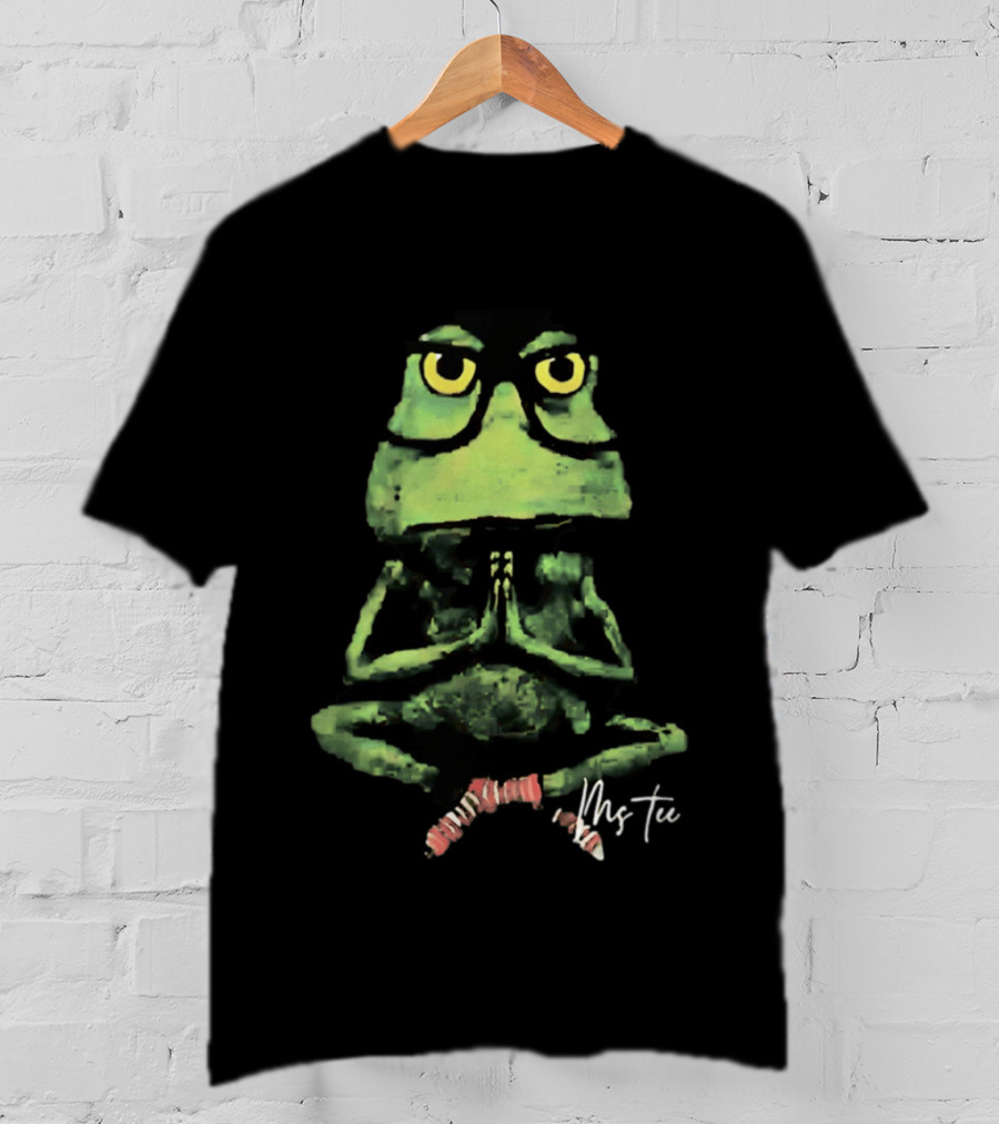 Frog Wearing Glasses Striped Socks Meditating Ms T-Shirt