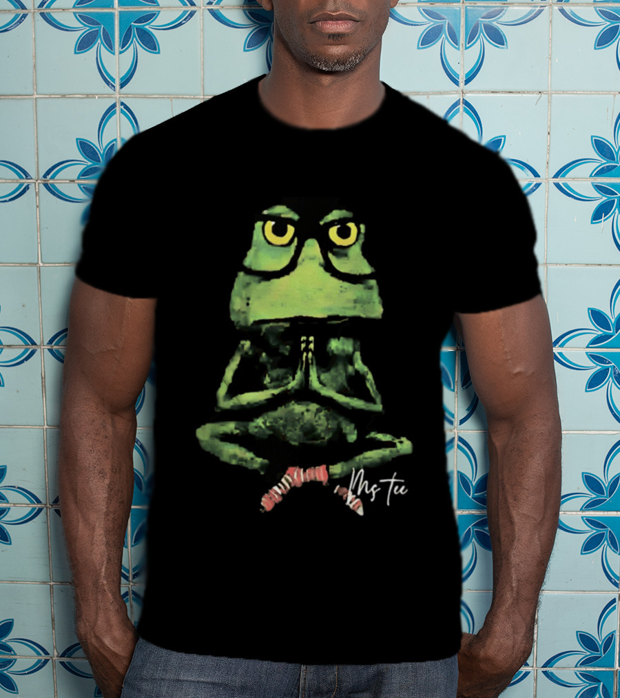 Frog Wearing Glasses Striped Socks Meditating Ms T-Shirt
