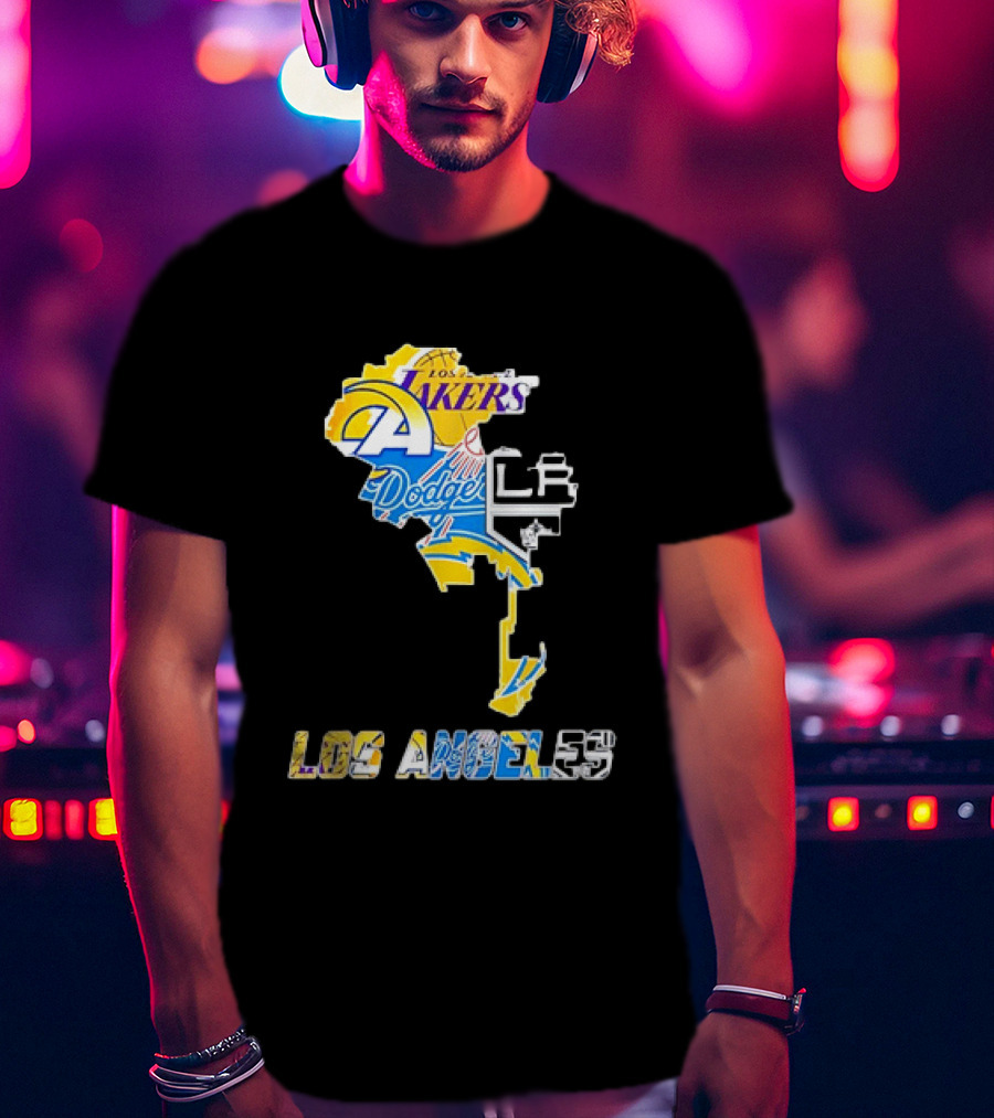 Los Angeles Lakers Rams Dodgers LA Kings Chargers Sports Team Logos T-Shirt